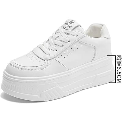 Lente en Zomer Nieuwe Dikke Zool Muffin Schoenen Casual All-match Verborgen Hak Leer Dames Schoenen Dikke Zool Vetersluiting Kleine Witte Schoenen 39