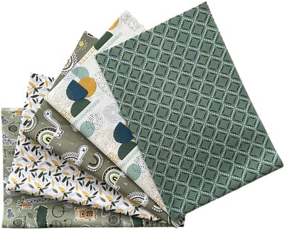 BINK Bedding - 5 lapjes - 100% katoen - Quilt Patchwork - Khaki Groen - 60 x 40 cm - Set = 5 lapjes stof - hobby - creatief - naaien