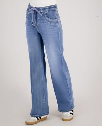 Je m'appelle Dames Broek Straight fit Met stretch - Blauw - Maat S