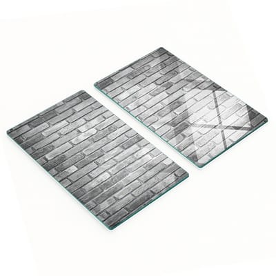 Decoratieve glazen snij- en serveerplanken met bakstenen muurmotief, 2x30x52 cm