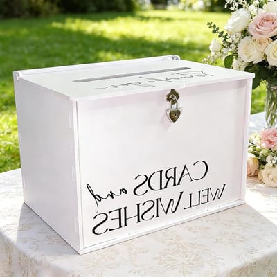 Trouwkaartendoos met slot - Geschenkdoos bruiloft - Kaarten verzamelen - Ruim en praktisch - Ruimte 300 kaarten - Wit
