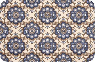 WC mat 60x40 cm - Antislip - Floraal - Ornament - Blauw - Toiletmat - Vloermat - Douchemat - Toilet tapijt - Toiletmatten