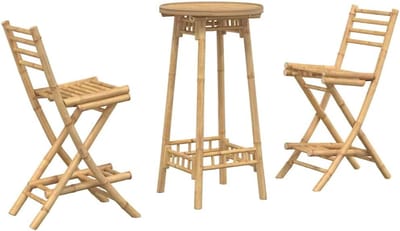 Opvouwbare Barset - Buitenmeubels Bamboe - Terras Ontspanning - Compact Opvouwbaar - 55x55x100cm - Bruin
