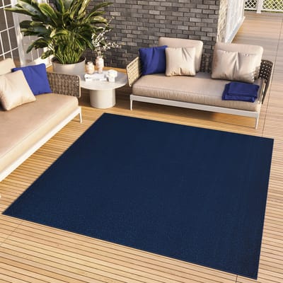 Tapiso Mono Square Vloerkleed Navy Laagpolig Vierkant Tapijt Maat- 120x120
