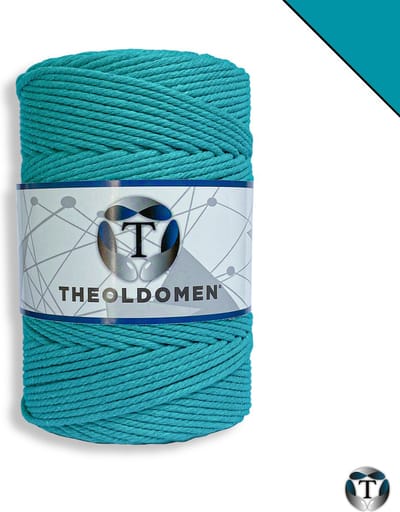 Macramé Koord | Teal | 200 meter | 100% Katoen | Macramé Touw | Macramé | Voor Macramé Plantenhanger | Wandkleed | Dromenvanger | Triple Twist | DIY | Touw | 3mm | TheOldOmen |