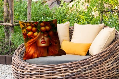 Sierkussen Buiten - Vrouw - Citroenen - Bloesem - Geel - 60x60 cm - Weerbestendig