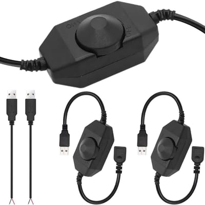 Dimmer USB-vrouwelijk naar mannelijk kabel met dimbare draaischakelaar Controller 5V LED-lichtslangschakelaar Verstelbare schakelaar 2 stuks