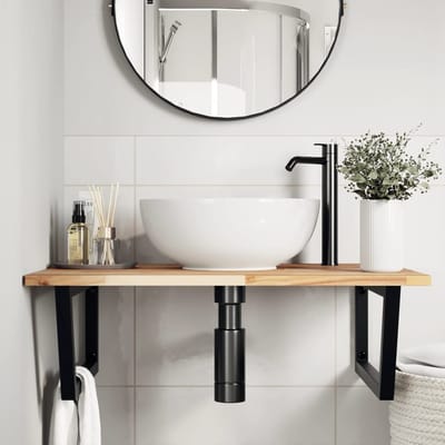 vidaXL - Badkamer - wandschap - staal - en - massief - acaciahout