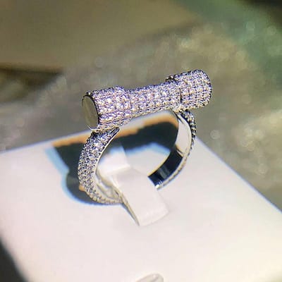 Huitan Moderne Mode Damesring Vol met Kubieke Zirkonia Bling Bling Vingeraccessoires voor Meisjes Bruiloft Feest Luxe Sieraden Nieuw 10 gray
