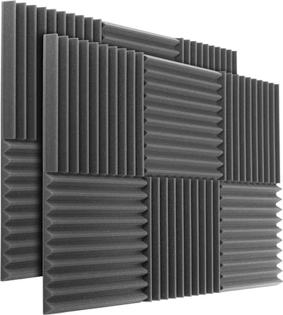 Akoestisch Schuim Pakket van 12 Panelen 30x30x3cm Ongecomprimeerd - Antracietgrijs - Geluidsabsorberend acoustic panels
