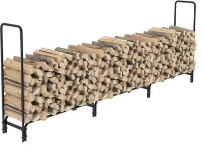 Varnox Houtrek - Houtopslag - Rek - Rek 0penhaard hout - Opslag - Opbergrek - Openhaardhout - Buiten rek - Zwart