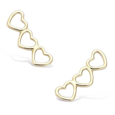 CHIVAL - Oorbellen 18K Verguld Goud "Triple Heart" - Elegant, Hart, Hypoallergeen, Luxe, Cadeau voor haar, Trio, Sieraad, Tijdloos, Oorsteker, Liefde, Romantiek, Geschenkverpakking, Valentijn, Moederdag