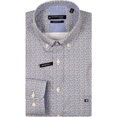 Giordano Overhemd Ivy Satin Stretch Abstract Pattern Navy / male