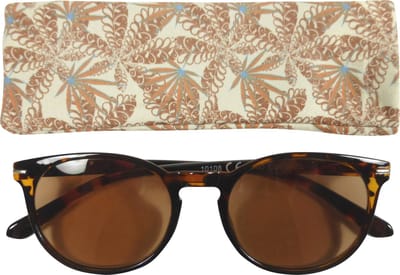 Lilly&June Zonneleesbril Doorzichtig Havana +1 - Met Plantenmotief Etui