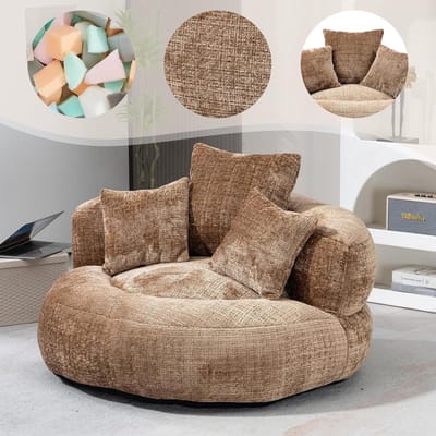 XXL Zitzak - Vloerbank Loungestoel - Ontspannen Lezen - Hoge Rugleuning - 108 x 108 x 52 cm - Koffie