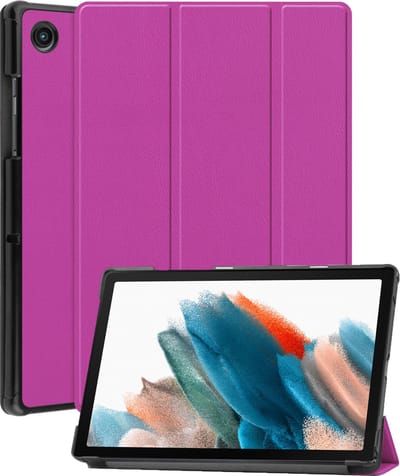 Hoesje Geschikt voor Samsung Galaxy Tab A8 - Dun & Stevig - Trifold Bookcase - Hard Cover - Hardcover Book Case - Tablet Hoes - Paars