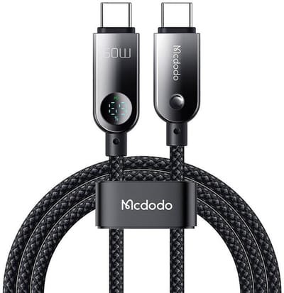USB-C - USB-C McDodo CA-4780 Display Data- en Oplaadkabel, 60W, 1.2m, Zwart