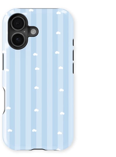 DripCase Hoesje geschikt voor iPhone 16 | Happy Stripes Motief | Magnetisch Opladen | 2-in-1 Ontwerp | Vrolijke Backcover geschikt voor iPhone 16 Cotton Sky