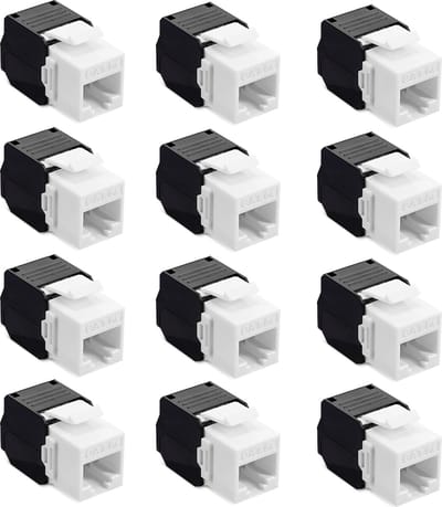 kwmobile niet-afgeschermde keystone module jacks - 12 stuks Cat6 RJ45 ethernet module connectors - Voor patch bays en panelen - 1 Gbit
