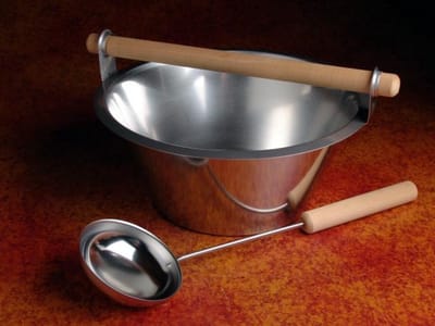 'Finland' Sauna opgietemmer met lepel - RVS en hout (5L)