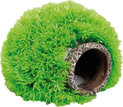 Aquarium – decoratie grot met mosbal – Flamingo Groen – 16x14x11 cm – polyresin ornament – veilige schuilplaats voor vissen – natuurlijke uitstraling – aquariumdecoratie