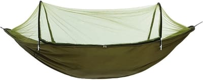 Outdoor Hangmat - Kampeerhangmat Tuinschommel - Ontspannen Buiten - Met Geïntegreerde Klamboe - 260x140 cm - Legergroen