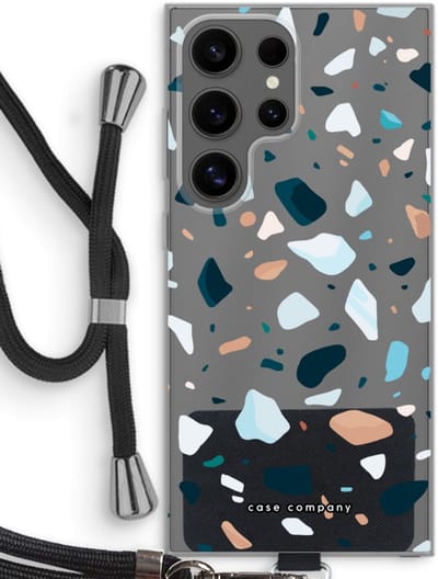 Case Company® - Hoesje met koord geschikt voor Samsung Galaxy S24 Ultra hoesje met Koord - Terrazzo N°13 - Telefoonhoesje met Zwart Koord - Bescherming aan alle Kanten en Over de Schermrand