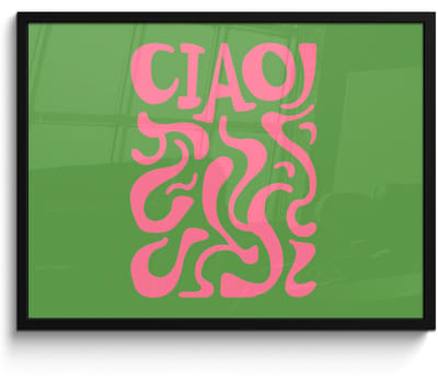 Poster in lijst - Fotolijst 70x50 cm - Posters - Abstract - Roze - Ciao - Vormen - Posterlijst zwart - Decoratie - Wanddecoratie woonkamer - Muurdecoratie slaapkamer