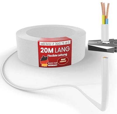 Kunststof Slangkabel H03VV-F Flexibele Kabel 3G0,75 voor Lichte Elektrische Apparaten - 20 m