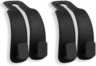 Ultiluxe® Auto Hoofdsteun Haken - 2 Stuks - Auto Dubbelhaken - Autostoel Organizer - Leer - Universeel - Ruimtebesparend - Zwart