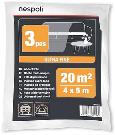 Set van 3 afdekzeilen - 4 x 5 m - Duurzame bescherming voor meubels en interieurs - Ultrafine, scheurbestendige kunststof