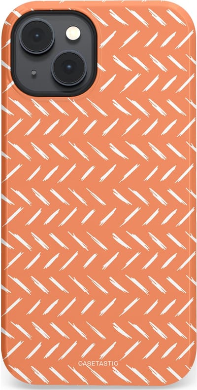 Casetastic hoesje geschikt voor Apple iPhone 14 Plus - MagSafe - Dubbellaagse bescherming - Oranje Witte Nederland Cross Patroon - Fashion Case - Terracotta Zand