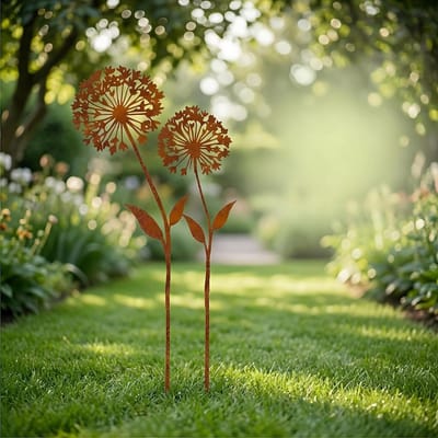 Tuinsteker Paardenbloem - Decoratie Roest - Tuin Aankleden - Weerbestendig Metaal - 30 cm - Roestkleur