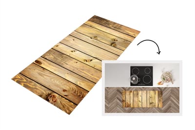 Keukenloper - Loper keuken - Landelijk - Plank - Hout - 120x50 cm - Keukenloper vinyl