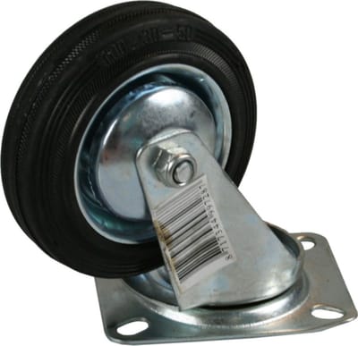 Benson Zwenkwieltje - 1x - rubber zwart - 100 mm - draagkracht 70 kg Transportwieltjes - Transportwielen