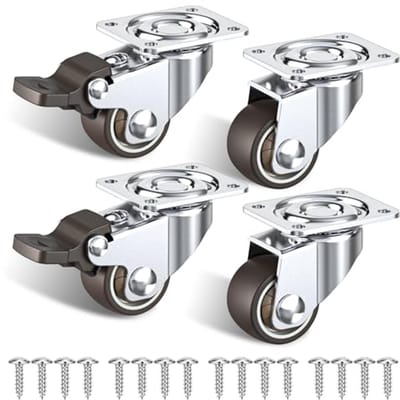 Zwenkwielen 25mm voor meubels met veiligheidsrem - Set van 4 met een totale capaciteit van 40 kg