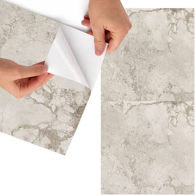 Tulup Meubelfolie - Steenstructuur Meubelfolie - 65x130 cm - Romig Meubelfolie - Wrapfolie Keuken - Minimalist Meubelfolie - Decoratiefolie - Tafeldecoratie - Texturen