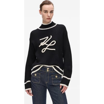 Karl Lagerfeld Black Soutache Autograph Knit Taglia: XS | Maglioni a maglia Outlet | Donna