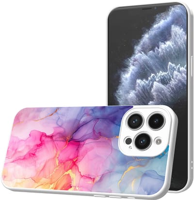Smartphonica Telefoonhoesje Geschikt voor iPhone 11 Pro met Regenboog Marmer opdruk - TPU Back Cover Case Rainbow Marble Design - Wit geschikt voor iPhone 11 Pro