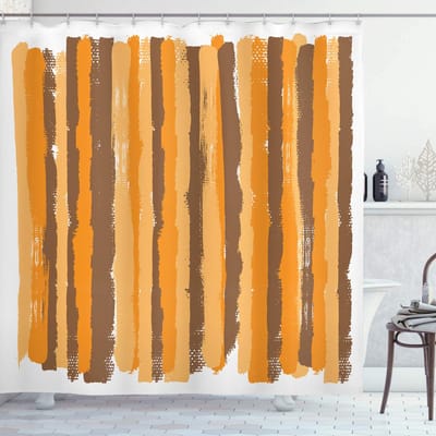ABAKUHAUS Wijnoogst-strepen douchegordijn – Grunge-lijn – 175x180 – bleek oranje
