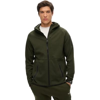 Superdry - Tech hoodie met logo, rits en losse pasvorm - Heren - Hoodies