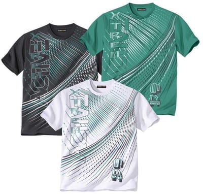 ATLAS FOR MEN - Set van 3 Active Sport T-shirts - Heren - Verkrijgbaar in grote maten - L