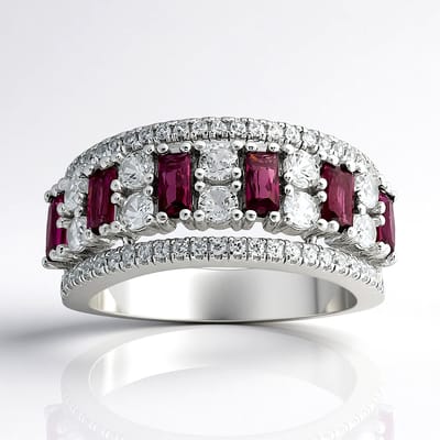 Cavill - Zilveren ring met 0,96 ct rhodoliet en 1,15 ct zirkonia - 925 sterling zilver gerhodineerd - elegante baguette ring Tanzania
