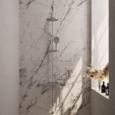 Brauer Chrome Edition opbouw thermostatische regendouche SET 02 met 20 cm douchekop en 3-standen handdouche en doucheslang chroom