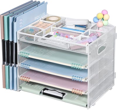 Bureau Organizer Set - 5 Laags Postbak en Opbergvakken voor Kantoorassortiment