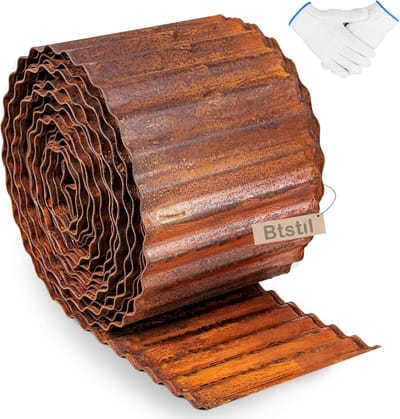 Metalen Tuinrand - Bloembed Omranding - Tuin Decoratie - Flexibel Cortenstaal - 6 Meter Lang - Roestkleur