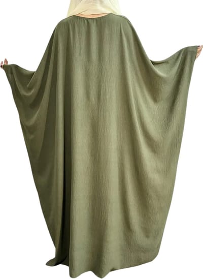 Bovista Islamitische Kleding - Djellaba Dames - Moslim Kleding - Arabisch Dames Kaftan - Alhamdulillah -Legergroen