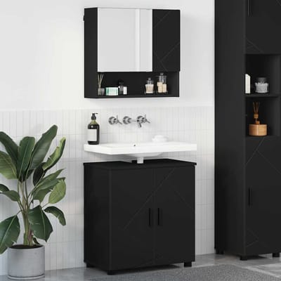 vidaXL - Badkamermeubel - Set - 2 - st - Zwart - 61 - x - 35 - x - 64 - cm