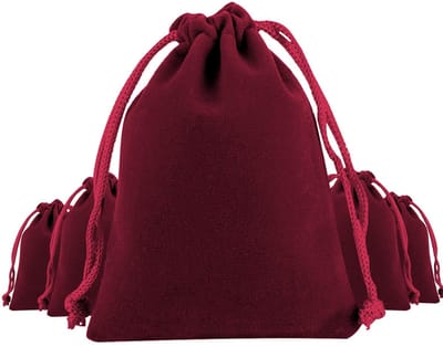 Dailygoody - Velvet Bags - Sieraden Tassen - Luxe Gift Bags in Rood - Jute en Flanel - Perfect voor Cadeaus - 10 x 8 cm - Geschikt voor Vrouwen