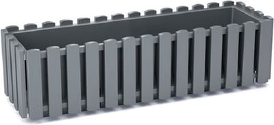 Prosperplast Plantenbak/bloembak Fence look - kunststof - steengrijs - 58 x 18 x 16 cm